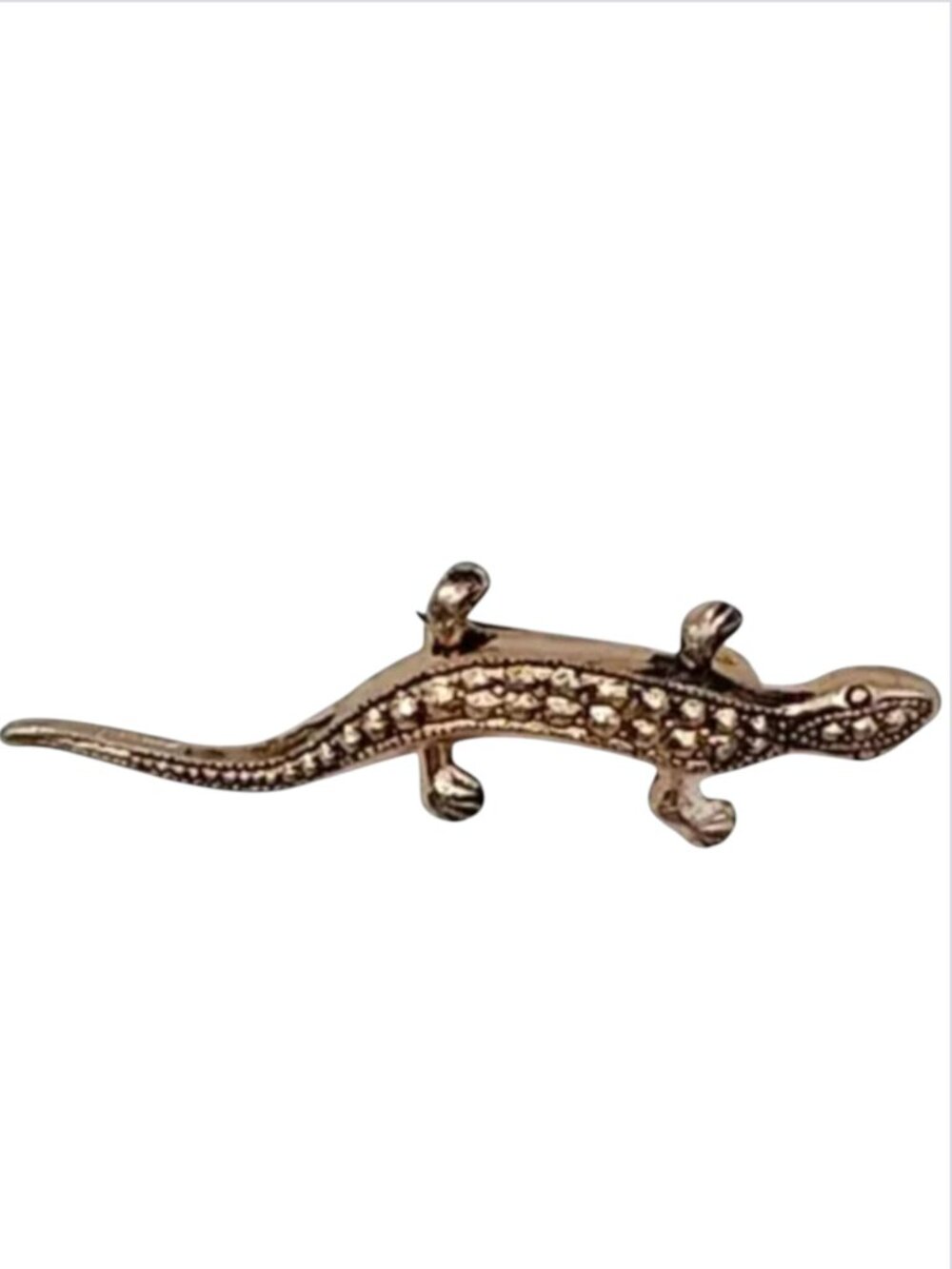 Vintage Lizard Brooch | 2" Gold Tone Gecko Pin | Dainty Lightweight Animal Pin